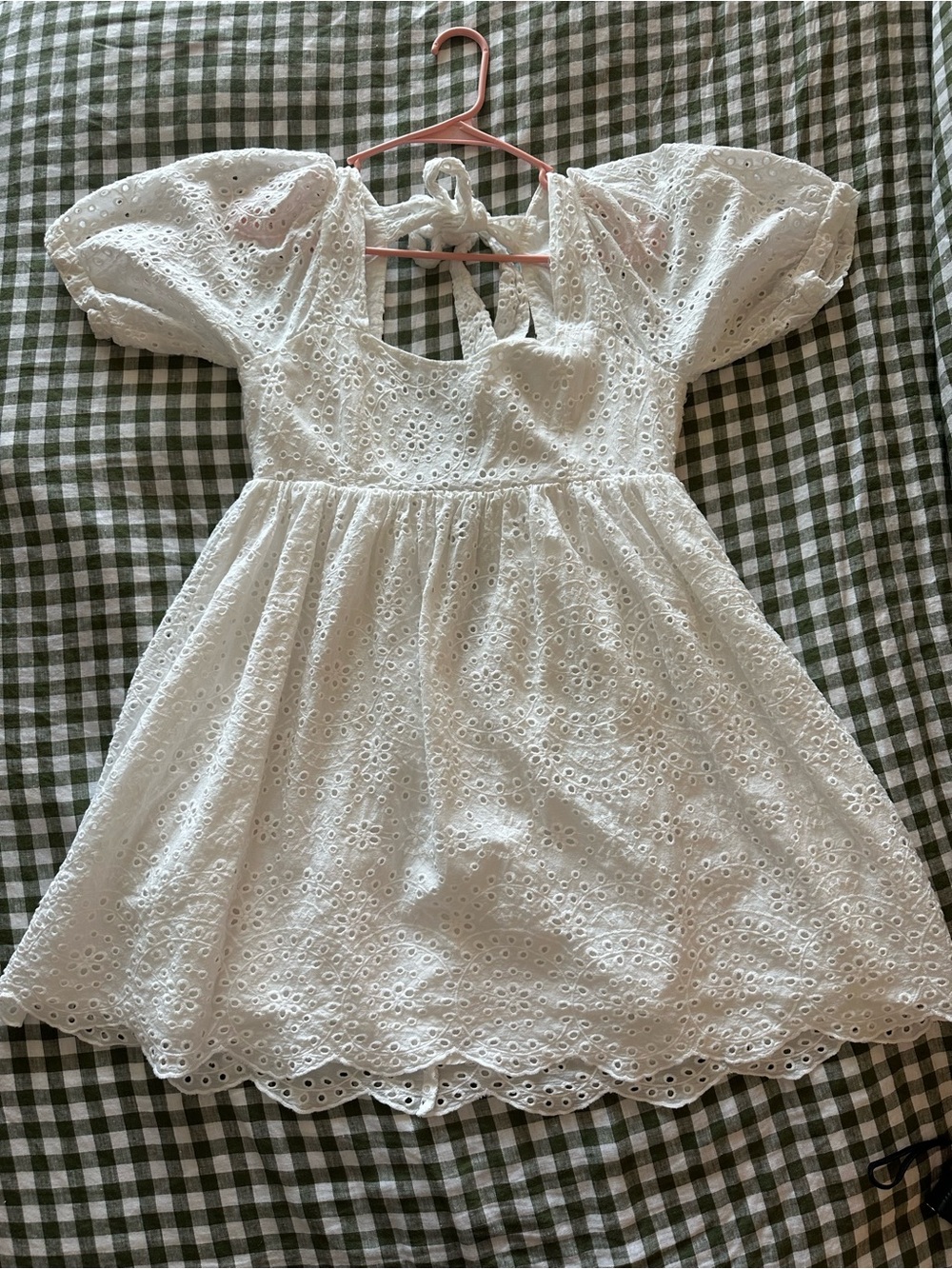 Chelsea & Violet White Eyelet Puff-Sleeve Mini Dress
